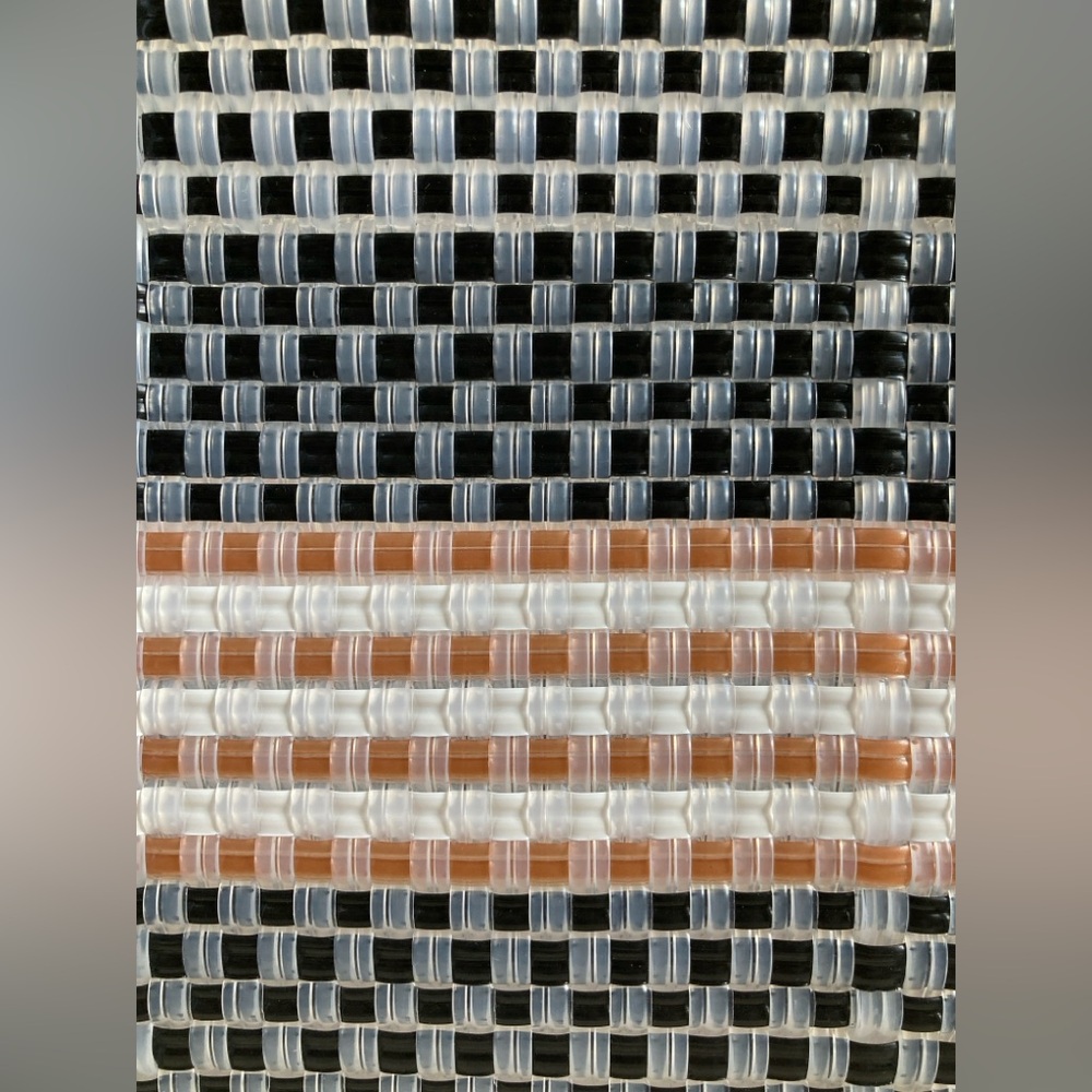 Black, Latte, Clear, and White Woven Plastic Purse - Picture 2 of 10